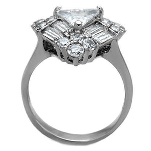 TK1527 - High polished (no plating) Stainless Steel Ring with AAA Grade CZ  in Clear