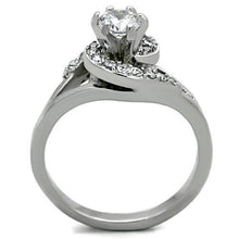 Load image into Gallery viewer, TK1529 - High polished (no plating) Stainless Steel Ring with AAA Grade CZ  in Clear