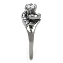 Load image into Gallery viewer, TK1529 - High polished (no plating) Stainless Steel Ring with AAA Grade CZ  in Clear