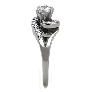 TK1529 - High polished (no plating) Stainless Steel Ring with AAA Grade CZ  in Clear