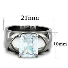 Load image into Gallery viewer, TK1530 - High polished (no plating) Stainless Steel Ring with AAA Grade CZ  in Clear