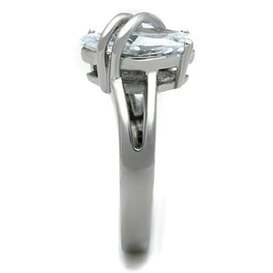 TK1531 - High polished (no plating) Stainless Steel Ring with AAA Grade CZ  in Clear