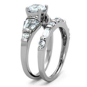 TK1535 - High polished (no plating) Stainless Steel Ring with AAA Grade CZ  in Clear