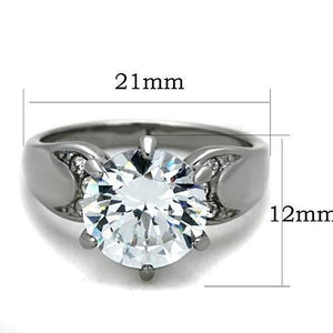 TK1536 - High polished (no plating) Stainless Steel Ring with AAA Grade CZ  in Clear