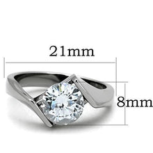 Load image into Gallery viewer, TK1538 - High polished (no plating) Stainless Steel Ring with AAA Grade CZ  in Clear