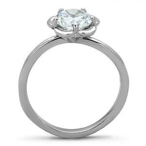 TK1540 - High polished (no plating) Stainless Steel Ring with AAA Grade CZ  in Clear