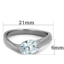 Load image into Gallery viewer, TK1542 - High polished (no plating) Stainless Steel Ring with AAA Grade CZ  in Clear