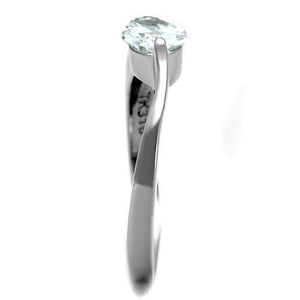 TK1542 - High polished (no plating) Stainless Steel Ring with AAA Grade CZ  in Clear