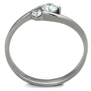 TK1544 - High polished (no plating) Stainless Steel Ring with AAA Grade CZ  in Clear