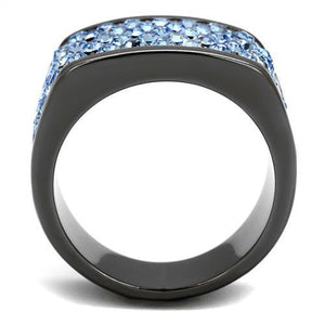 TK1545LJ - IP Light Black  (IP Gun) Stainless Steel Ring with Top Grade Crystal  in Light Sapphire