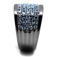 Load image into Gallery viewer, TK1545LJ - IP Light Black  (IP Gun) Stainless Steel Ring with Top Grade Crystal  in Light Sapphire