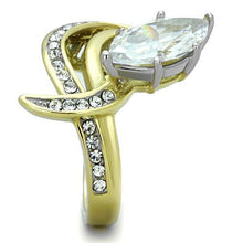 Load image into Gallery viewer, TK1546 - Two-Tone IP Gold (Ion Plating) Stainless Steel Ring with AAA Grade CZ  in Clear