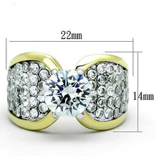 Load image into Gallery viewer, TK1547 - Two-Tone IP Gold (Ion Plating) Stainless Steel Ring with AAA Grade CZ  in Clear