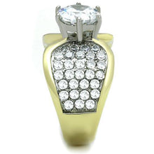 Load image into Gallery viewer, TK1547 - Two-Tone IP Gold (Ion Plating) Stainless Steel Ring with AAA Grade CZ  in Clear