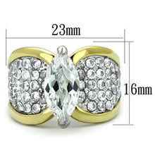 Load image into Gallery viewer, TK1548 - Two-Tone IP Gold (Ion Plating) Stainless Steel Ring with AAA Grade CZ  in Clear