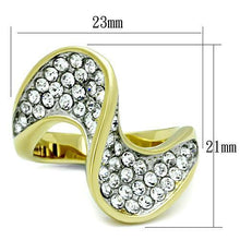 Load image into Gallery viewer, TK1549 - Two-Tone IP Gold (Ion Plating) Stainless Steel Ring with Top Grade Crystal  in Clear