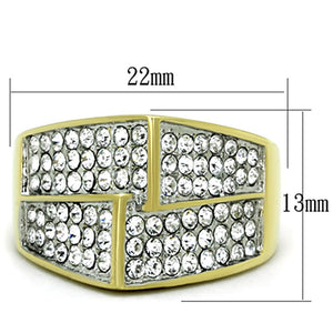 TK1550 - Two-Tone IP Gold (Ion Plating) Stainless Steel Ring with Top Grade Crystal  in Clear