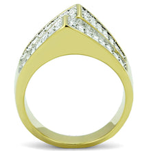 Load image into Gallery viewer, TK1550 - Two-Tone IP Gold (Ion Plating) Stainless Steel Ring with Top Grade Crystal  in Clear