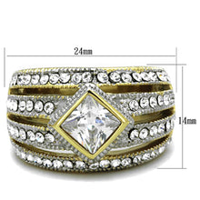 Load image into Gallery viewer, TK1551 - Two-Tone IP Gold (Ion Plating) Stainless Steel Ring with AAA Grade CZ  in Clear