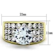 Load image into Gallery viewer, TK1553 - Two-Tone IP Gold (Ion Plating) Stainless Steel Ring with AAA Grade CZ  in Clear