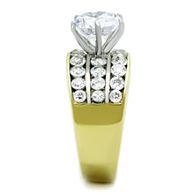 Load image into Gallery viewer, TK1553 - Two-Tone IP Gold (Ion Plating) Stainless Steel Ring with AAA Grade CZ  in Clear