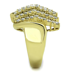 TK1554 - IP Gold(Ion Plating) Stainless Steel Ring with AAA Grade CZ  in Clear