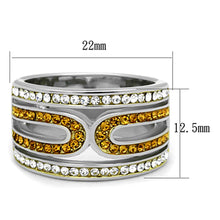 Load image into Gallery viewer, TK1555 - Two-Tone IP Gold (Ion Plating) Stainless Steel Ring with Top Grade Crystal  in Topaz