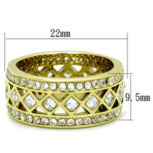 TK1558 - IP Gold(Ion Plating) Stainless Steel Ring with AAA Grade CZ  in Clear