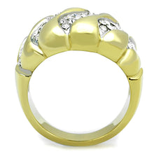 Load image into Gallery viewer, TK1559 - Two-Tone IP Gold (Ion Plating) Stainless Steel Ring with Top Grade Crystal  in Clear