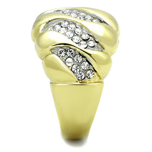 Load image into Gallery viewer, TK1559 - Two-Tone IP Gold (Ion Plating) Stainless Steel Ring with Top Grade Crystal  in Clear