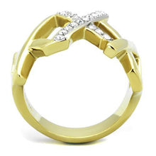 Load image into Gallery viewer, TK1560 - Two-Tone IP Gold (Ion Plating) Stainless Steel Ring with Top Grade Crystal  in Clear