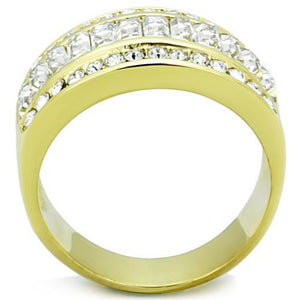 TK1561 - IP Gold(Ion Plating) Stainless Steel Ring with Top Grade Crystal  in Clear