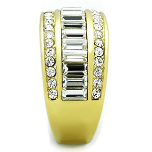 TK1561 - IP Gold(Ion Plating) Stainless Steel Ring with Top Grade Crystal  in Clear