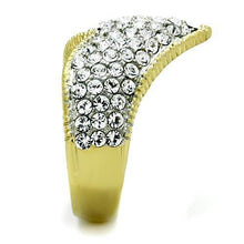 Load image into Gallery viewer, TK1562 - Two-Tone IP Gold (Ion Plating) Stainless Steel Ring with Top Grade Crystal  in Clear