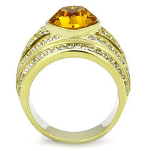 Load image into Gallery viewer, TK1563 - IP Gold(Ion Plating) Stainless Steel Ring with Top Grade Crystal  in Topaz