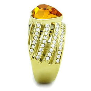 TK1563 - IP Gold(Ion Plating) Stainless Steel Ring with Top Grade Crystal  in Topaz