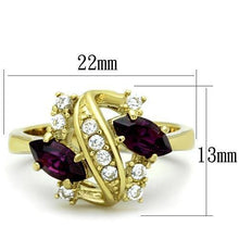 Load image into Gallery viewer, TK1567 - IP Gold(Ion Plating) Stainless Steel Ring with Top Grade Crystal  in Amethyst