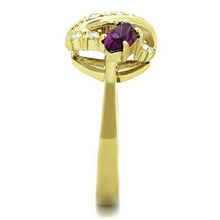 Load image into Gallery viewer, TK1567 - IP Gold(Ion Plating) Stainless Steel Ring with Top Grade Crystal  in Amethyst