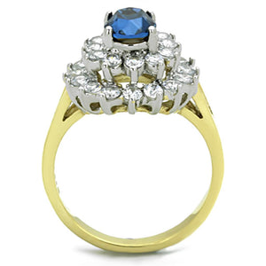 TK1572 - Two-Tone IP Gold (Ion Plating) Stainless Steel Ring with Top Grade Crystal  in Montana