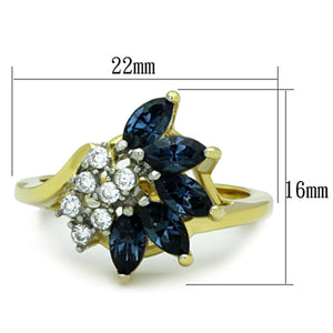 TK1573 - Two-Tone IP Gold (Ion Plating) Stainless Steel Ring with Top Grade Crystal  in Montana