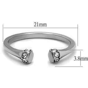 TK1580 - High polished (no plating) Stainless Steel Ring with Top Grade Crystal  in Clear