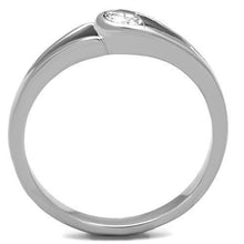 Load image into Gallery viewer, TK1581 - High polished (no plating) Stainless Steel Ring with AAA Grade CZ  in Clear