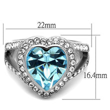 Load image into Gallery viewer, TK1582 - High polished (no plating) Stainless Steel Ring with Top Grade Crystal  in Sea Blue