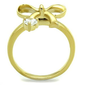 TK1585 - IP Gold(Ion Plating) Stainless Steel Ring with AAA Grade CZ  in Clear