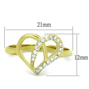 TK1586 - IP Gold(Ion Plating) Stainless Steel Ring with AAA Grade CZ  in Clear