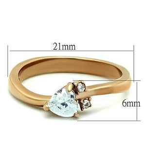 TK1591 - IP Rose Gold(Ion Plating) Stainless Steel Ring with AAA Grade CZ  in Clear