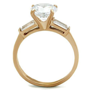 TK1595 - IP Rose Gold(Ion Plating) Stainless Steel Ring with AAA Grade CZ  in Clear