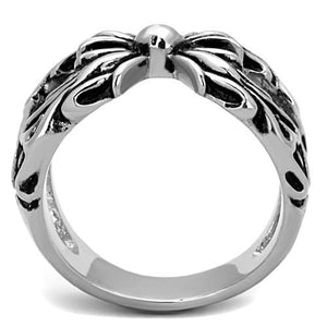 TK1605 - High polished (no plating) Stainless Steel Ring with Epoxy  in Jet