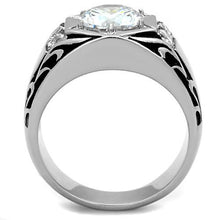 Load image into Gallery viewer, TK1606 - High polished (no plating) Stainless Steel Ring with AAA Grade CZ  in Clear