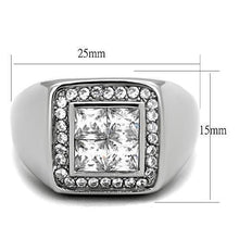 Load image into Gallery viewer, TK1608 - High polished (no plating) Stainless Steel Ring with AAA Grade CZ  in Clear